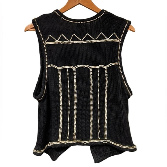 Vintage Lisa Ashley Beaded Vest black & gold Large Cottagecore Grandmacore Women - Picture 7 of 8